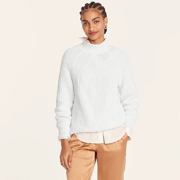 NWT J. Crew Relaxed rollneck™ knit cotton sweater in white XXS - Picture 2 of 11